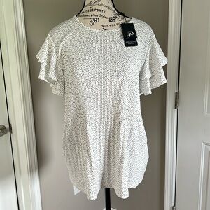 Adrianna Papell Pleated Knit White Top